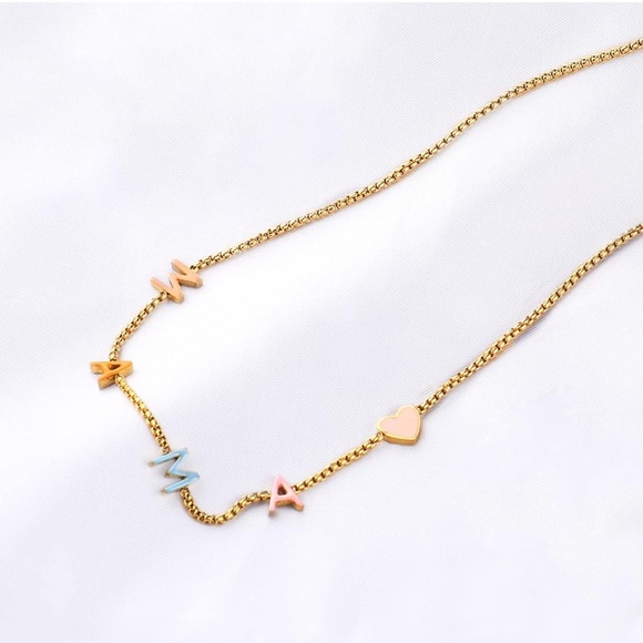 Gold Necklace with Colorful 'MAMA' Letters - Picture 4 of 6